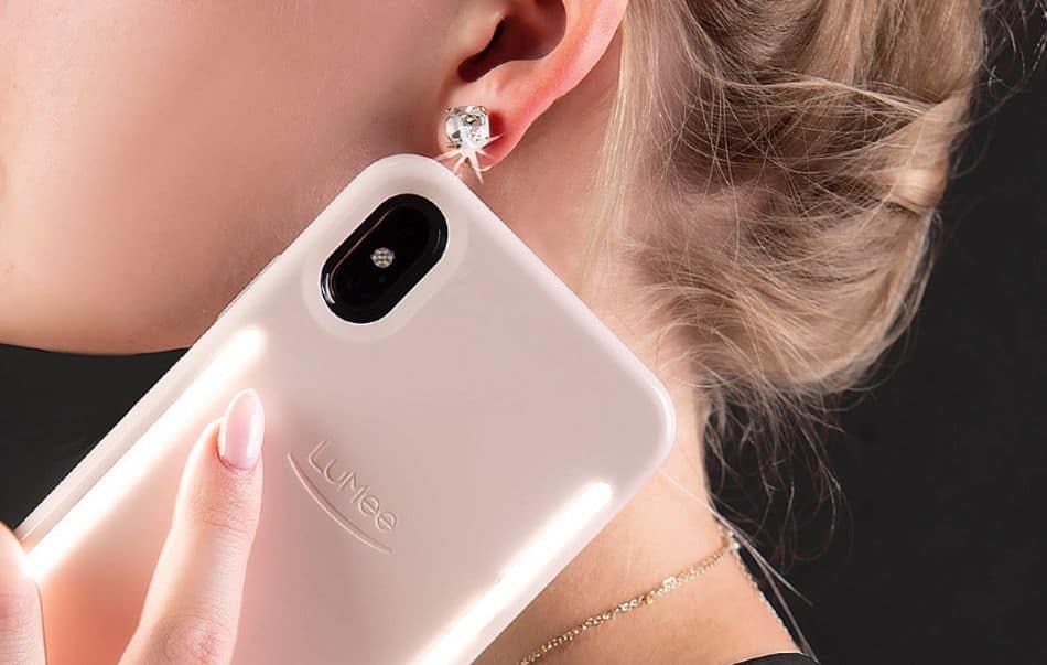 LuMee Pink Phone Case and Diamond Earring