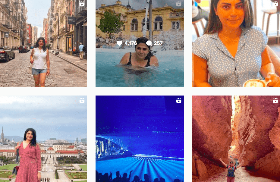 Mastaneh Yashini travel and lifestyle IG posts