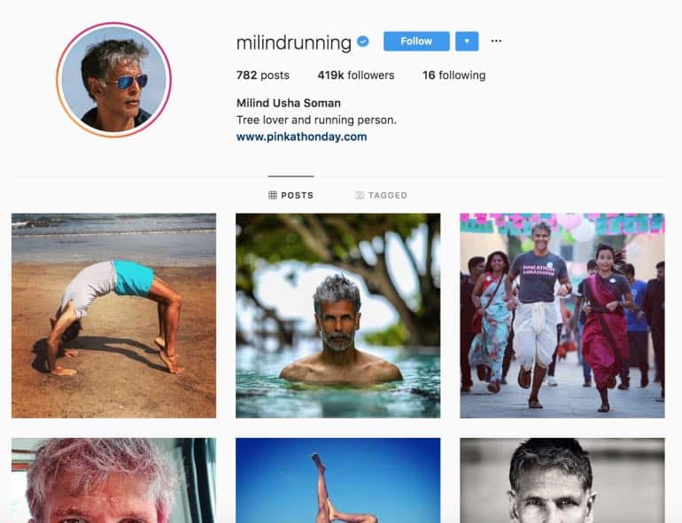 Milind Usha Soman | Milind Running Instagram