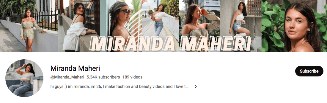Miranda Maheri on YouTube | Social media content creators