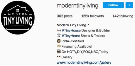 Modern Tiny Living | how to write Instagram bio