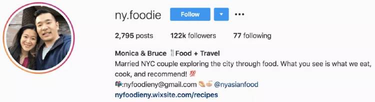 Monica and Bruce | Foodie Couple | Instagram Bio