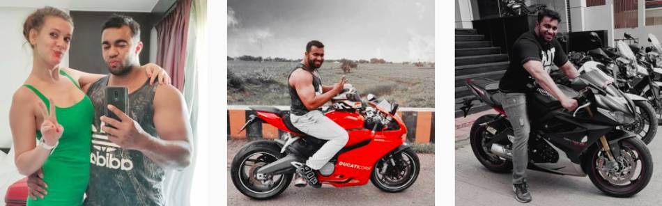 Mudit Sathe | Instagram posts posing with motorbikes and girls