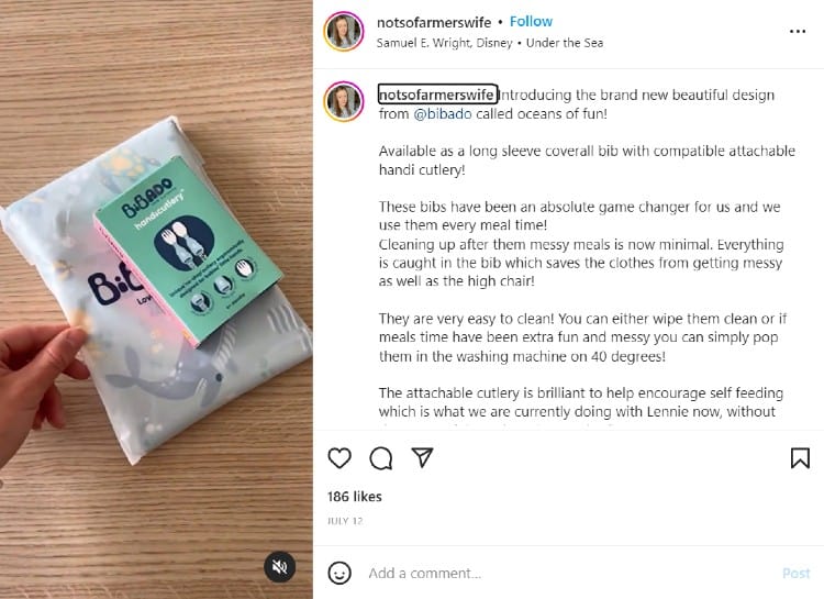 Bibado sponsored post on notsofarmerswife Instagram