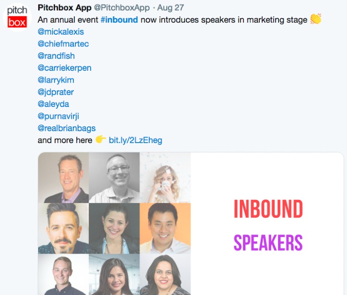 Pitchbox facebook event announcement | Inbound speakers