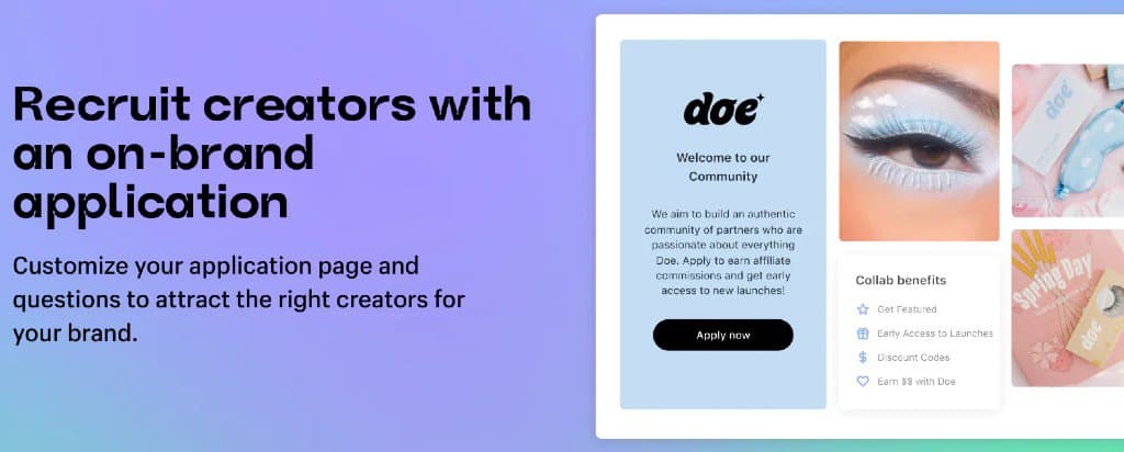Customize application page for brands to attract the rights creators
