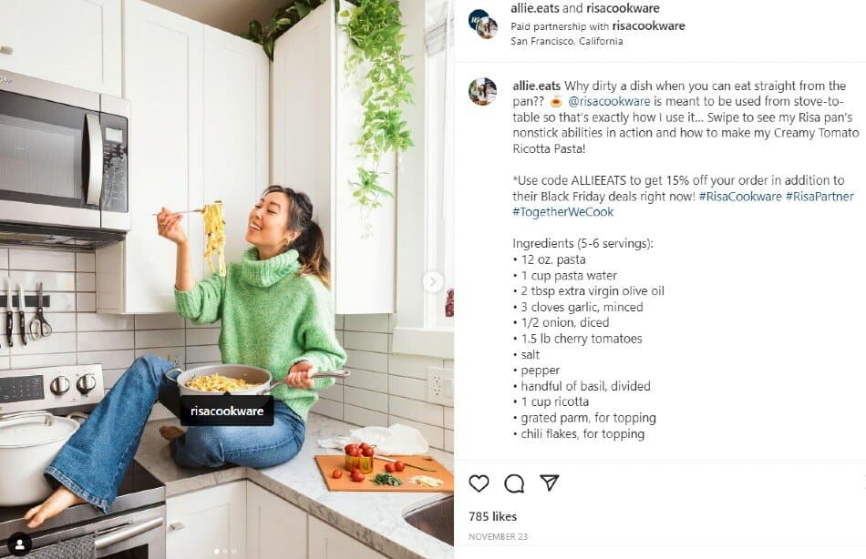 https://cache.afluencer.com/wp-content/uploads/risa-cookware-allie-eats-brand-collab.jpg