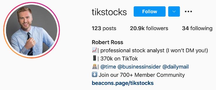 Robert Ross | Instagram Bio | Stock Market Investing Influencers Featured on Afluencer