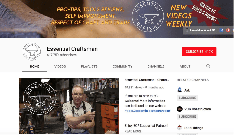 Scott Wadsworth | Essential Craftsman YouTube Channel