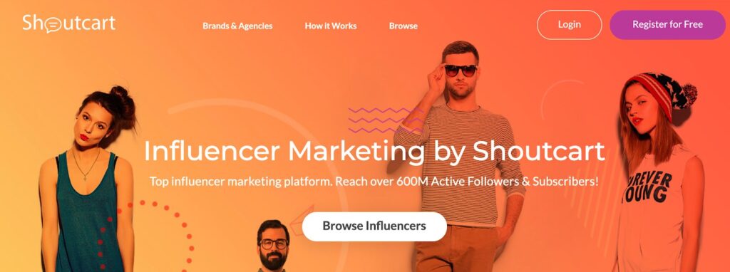 Shoutcart website | influencer marketing platforms