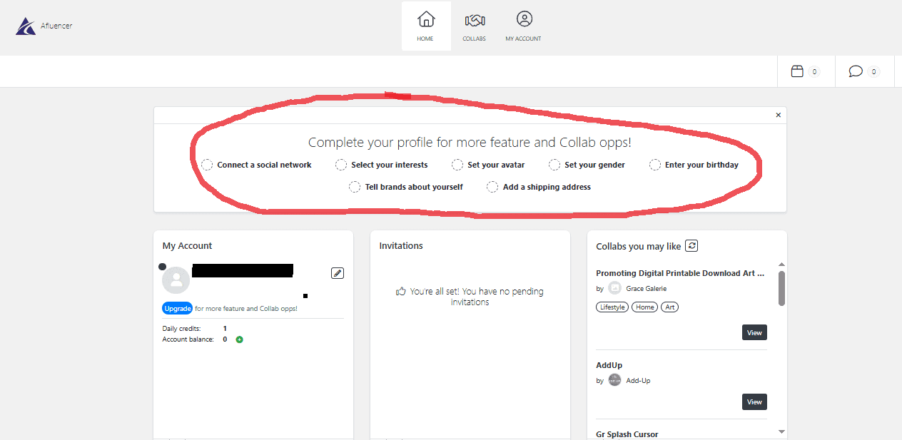 How to Create an Influencer Profile on Afluencer: Afluencer's Starter Wizard