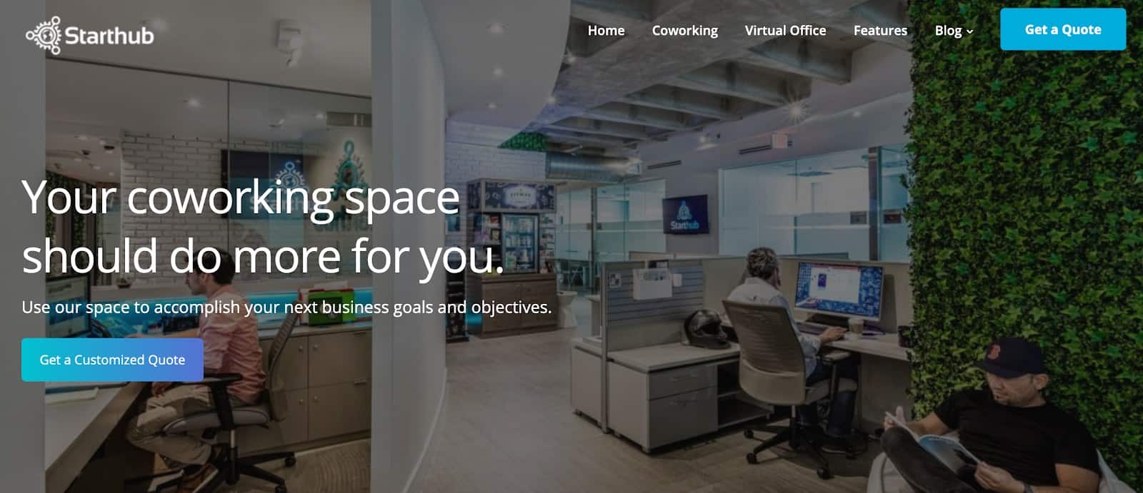 Starthub website hero banner | Your coworking space shold do more for you