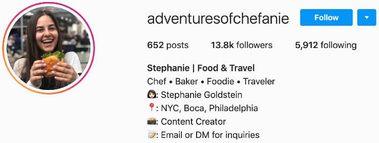 Stephanie Goldstein | Instagram Food and Travel Bio