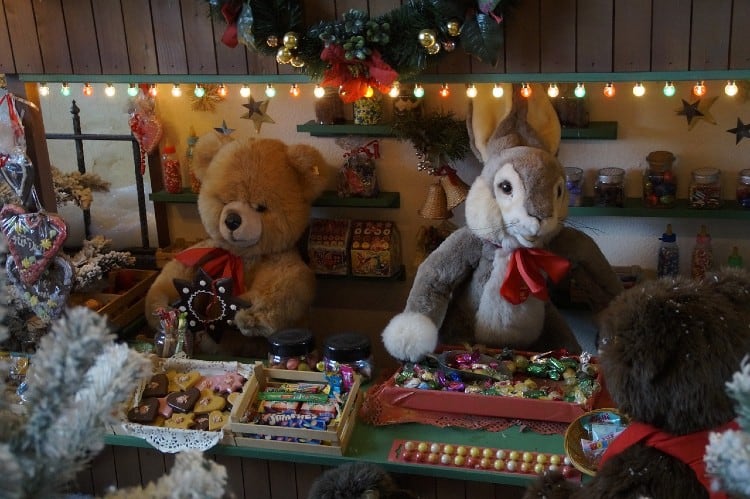 Christmas sweet shop run by stuffed animals