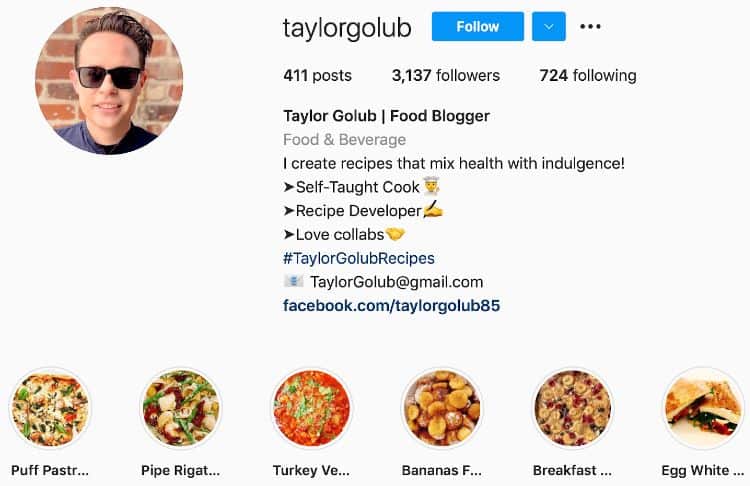 Taylor Golub | Food and Beverage Microinfluencer | Instagram Bio