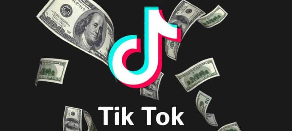 TikTok logo with US currency flying around