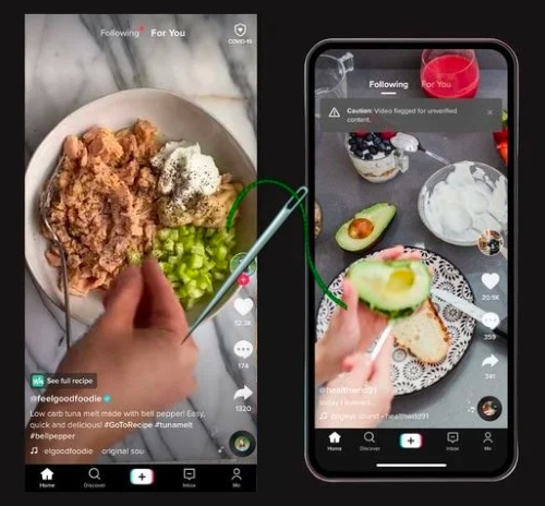 TikTok Stitch in action | Creating foodie content to increase engagement rate