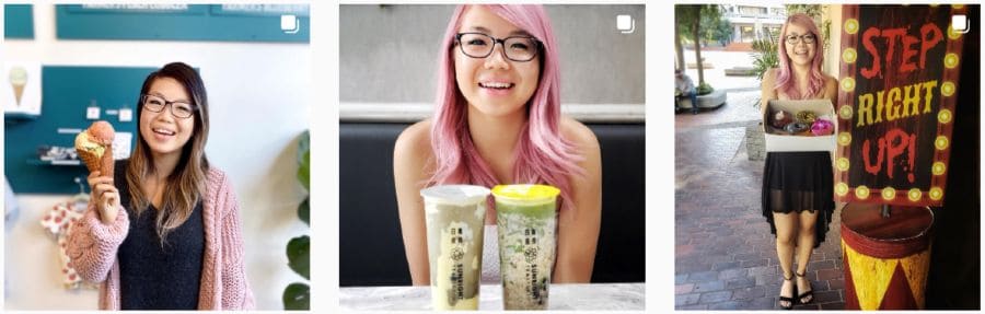 Tina Pang ice cream bubble tea and donut posts | Food and travel micro-influencer