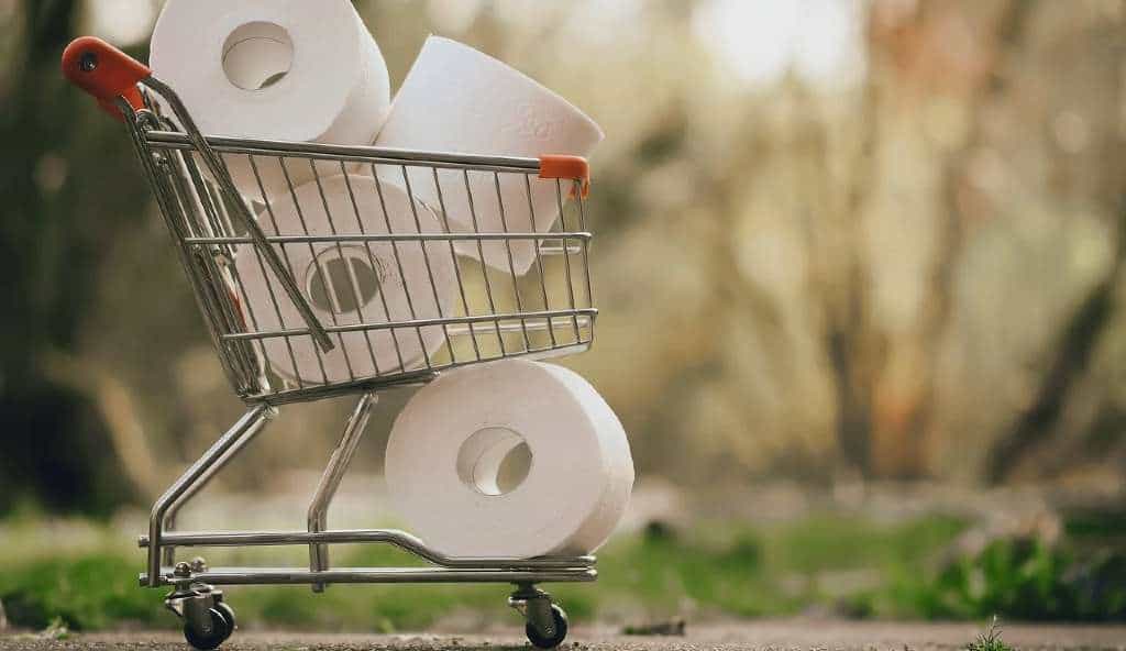 Healthy and Safety During Coronavirus - Shopping Trolley with Toilet Roll