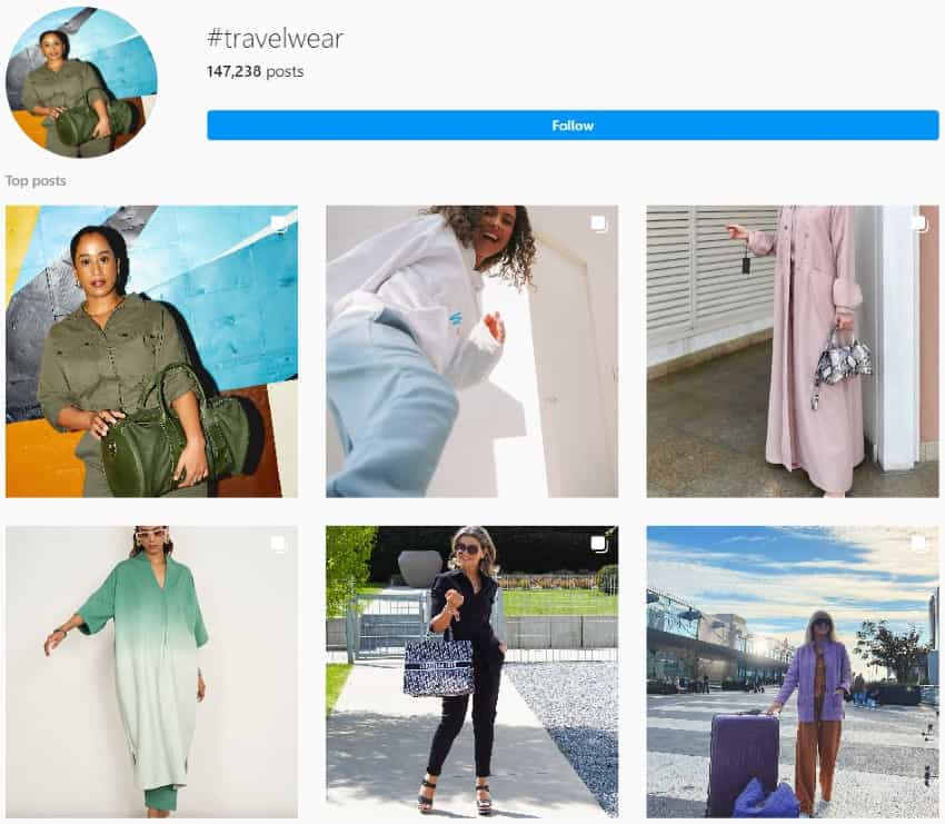 Travelwear top posts on Instagram