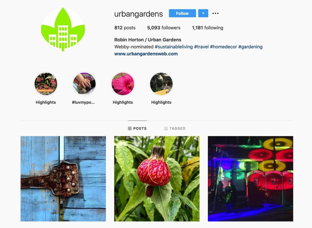 Robin Horton | Urban Gardens Instagram Page