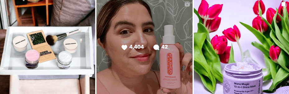 Vanessa Collino promoting makeup and skincare products on Instagram
