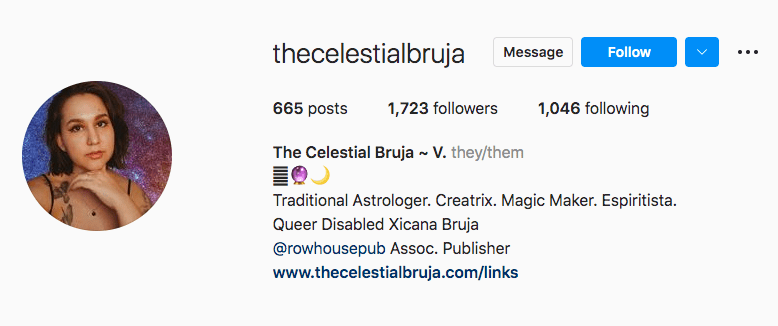 The Celestial Bruja | Vee Ruiz IG bio