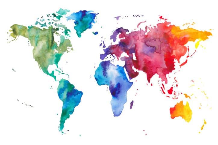 watercolor world map: depicting global influencer pricing